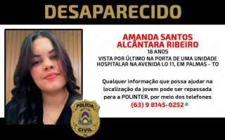 A jovem Amanda Santos Alcântara Ribeiro, de 18 anos, que está desaparecida há seis dias 