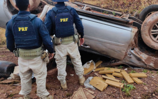 Motorista conseguiu sair do veículo e fugiu pela mata. 