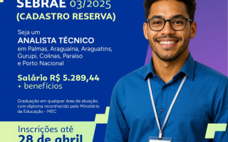 O processo seletivo é para cadastro reserva em sete cidades do Tocantins 