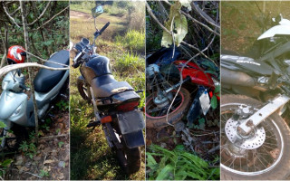 As motos estavam escondidas em matagal em diferentes pontos da cidade