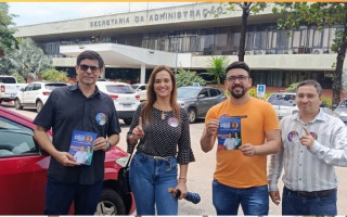 Legenda de foto: Integrantes da Chapa 1 encerram agenda de visitas aos servidores estaduais e agradecem a receptividade durante a campanha.