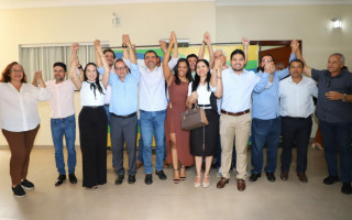Pré-candidatos do Republicanos durante evento de lançamento da chapa para deputado estadual no Tocantins 