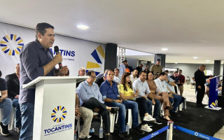 Deputado estadual Marcus Marcelo (PL) durante agenda com o governador Wanderlei Barbosa em Araguaína