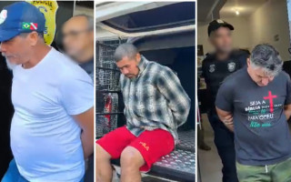 Os três suspeitos presos pela Polícia Civil durante a operação que investiga as mortes no conflito agrário em Araguaína 