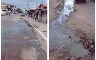 Esgoto a céu aberto em Praia Norte.