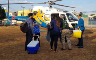 Órgãos sendo transportados de helicóptero