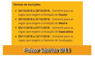 São 35 vagas para professor substituto e mais oito para cadastro reserva