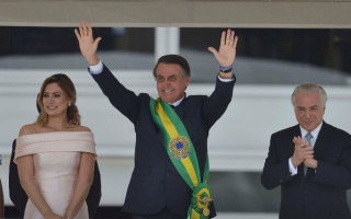 Presidente Jair Bolsonaro depois de receber a faixa presidencial.