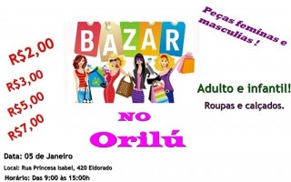 O bazar no Orilú começa às 9 horas e vai até às 15 deste sábado (5).