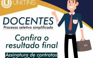 Convocados devem comparecer à Sede Administrativa da Unitins em Palmas para assinar os contratos.