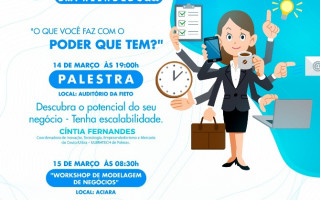 São ofertadas 100 vagas para a palestra e 30 vagas para o workshop.