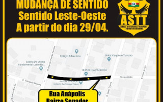 Rua Anápolis, no Bairro Senador, passa a ter sentido único a partir do próximo dia 29.