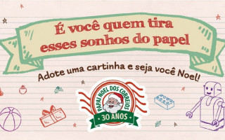 O prazo para adoção de cartinhas e recebimento dos presentes pelos Correios é até 6 de dezembro.