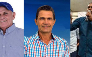 Candidatos a prefeito Dircineu Bolina, Valmor Hagestedt e Nazaré Amânci