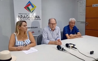 Prefeito Ronaldo Dimas durante coletiva de imprensa sobre plano de contingência para o coronavírus na cidade.