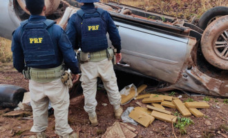 Motorista conseguiu sair do veículo e fugiu pela mata. 