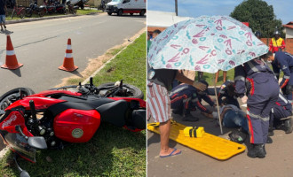 Vítima de 78 anos foi encaminhada em estado grave ao hospital; motociclista também foi atendido