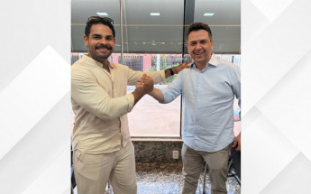 Tiago Dimas e Diego da APPA durante anúncio da aliança política em Araguaína