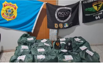 Aproximadamente 467 kg de cocaína apreendidos pela FICCO/TO durante ação na BR-153, em Tabocão