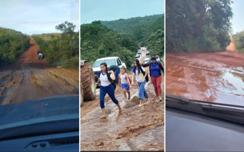 Estado atual da BR-010 no Tocantins; obra está paralisada desde 2008