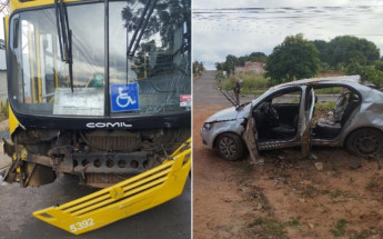 Imagens de câmera de segurança flagraram o momento da colisão; carro ficou completamente destruído