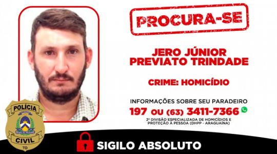 nformações sobre o paradeiro de Jero Júnior podem ser repassadas para os seguintes números: (63) 3411-7366 ou ainda pela Central 197