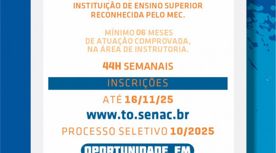 Podem se candidatar profissionais com graduação completa em qualquer área, reconhecida pelo MEC, e com experiência mínima de seis meses na área instrutória