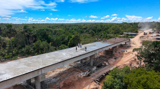 Obras da Ponte Caracol avançam e já alcançam 75% de execução na TO-110, no Jalapão