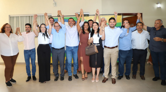 Governador Wanderlei Barbosa durante reunião com pré-candidatos do Republicanos para alinhamento das nominatas 