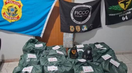 Aproximadamente 467 kg de cocaína apreendidos pela FICCO/TO durante ação na BR-153, em Tabocão