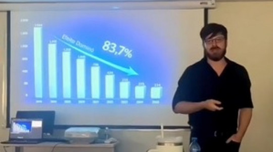 Delegado Fellipe Crivelaro durante curso de Metodologia do Ensino promovido pelo Ministério da Justiça e Segurança Pública (MJSP), em Brasília