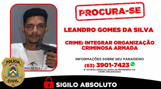 Informações podem ser repassadas à 6ª DEIC de Paraíso pelo telefone (63) 3901-7423. O sigilo é garantido.