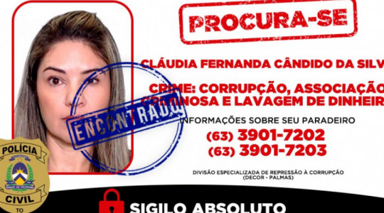 Investigada que estava foragida se apresentou em Palmas 
