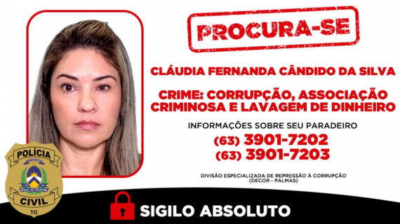 Cláudia Fernanda Cândido da Silva é considerada foragida 