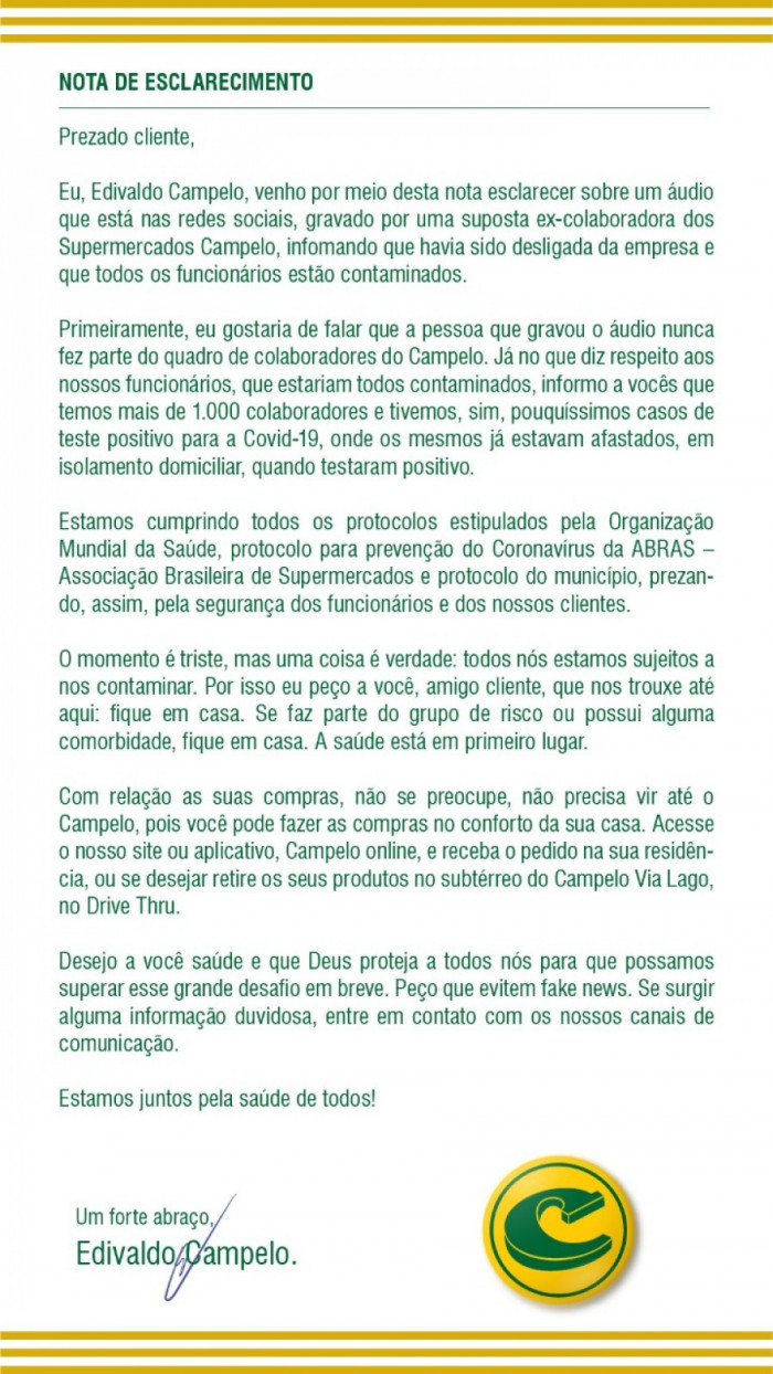Empresa divulgou nota de esclarecimento nesta quinta-feira