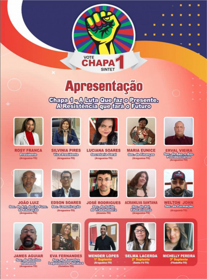 Integrantes da Chapa 1 do Sintet Regional de Araguaína