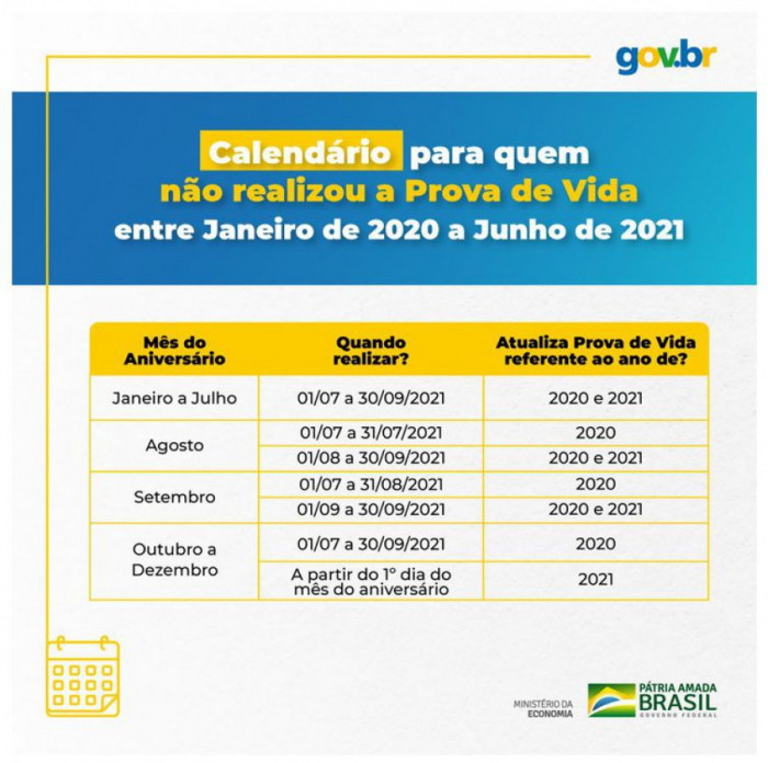 Calendário. Foto: Divulgação/Ministério da Economia