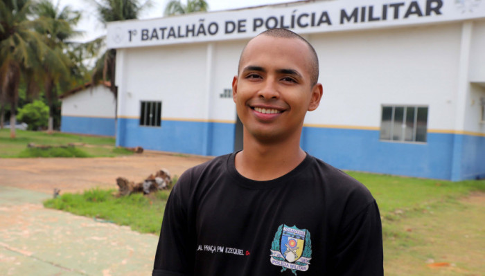Ezequiel de Souza Santos é da cidade de Parnaíba, no Piauí, está no curso de formação da Polícia Militar