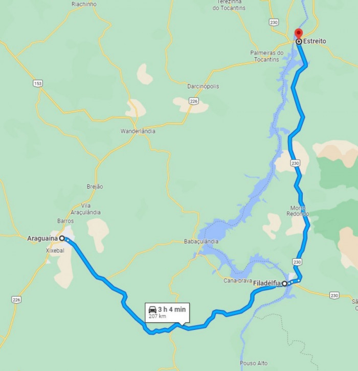 Desvio de Araguaína-Carolina (MA) e Estreito (MA) aumenta percurso em 207 km.