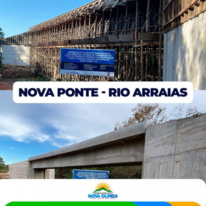 Nova ponte sobre o rio Arraias está em construção. 