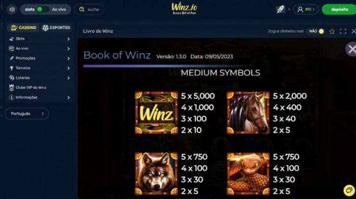 Símbolos e multiplicadores no Book of Winz